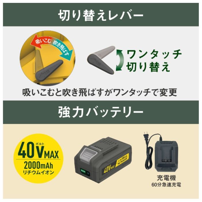 18vバリカン+40vブロアコンボキット QP-230+BV-9400の説明画像6