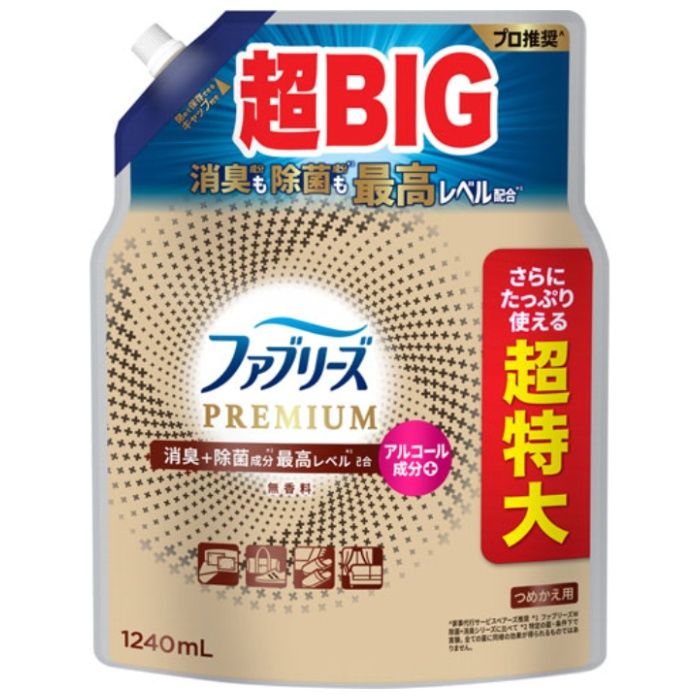P&G ファブリーズ除菌+消臭プレミアム 無香料詰替1240ml