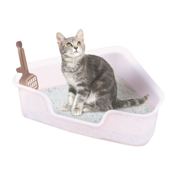ライオンペット ニオイをとる砂　コンパクトコーナー猫トイレ　子猫お迎え応援セット 1個/1袋の説明画像2