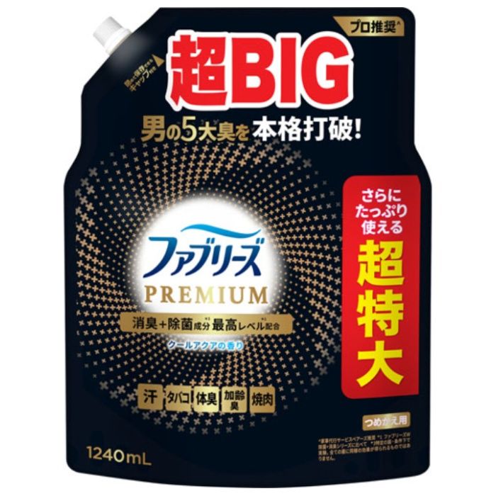 P&G ファブリーズ除菌+消臭プレミアム クールアクア詰替1240ml