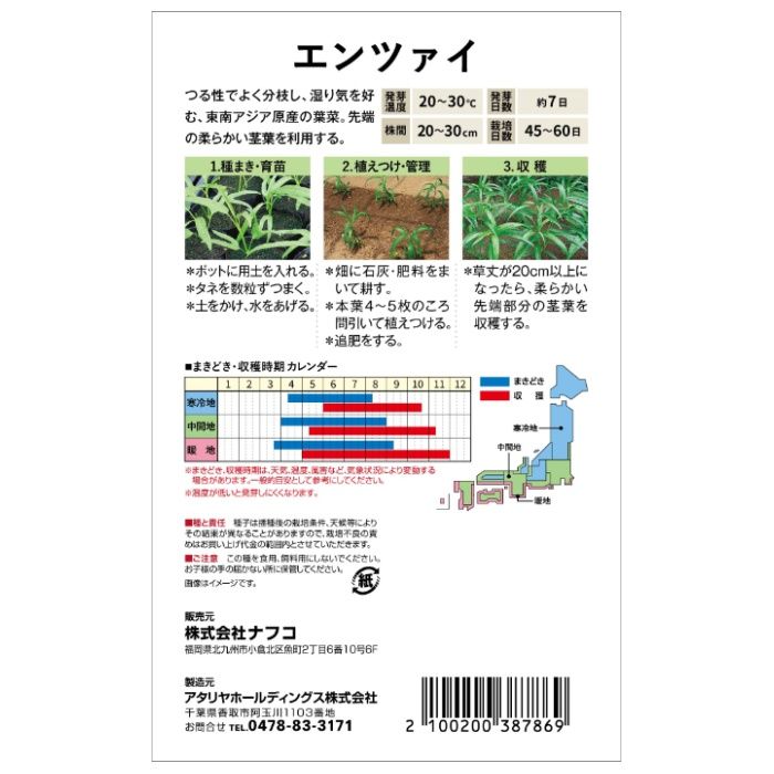 アタリヤ農園 おうちで収穫　野菜の種 エンツァイの説明画像2
