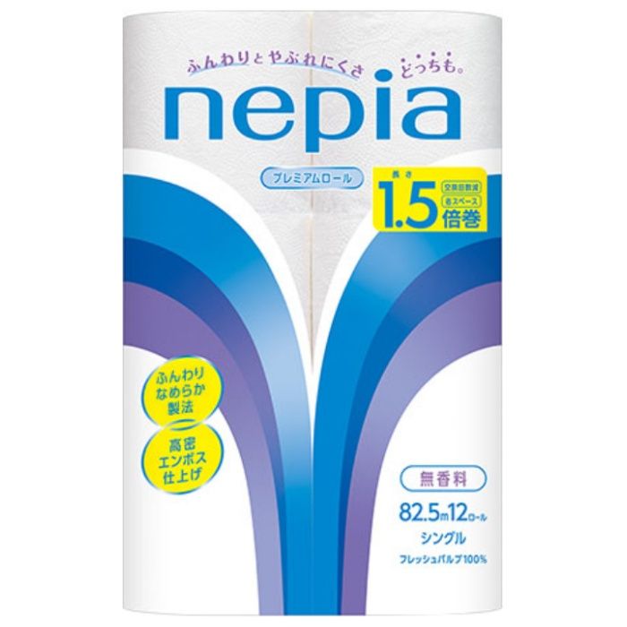 ネピアプレミアムトイレットロール シングル12R　82.5m1.5倍巻