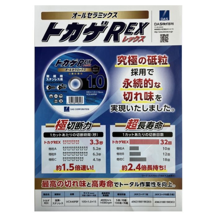DAS(ディスコ) 切断砥石 トカゲREX VCX46P 105×1.0×15の説明画像3