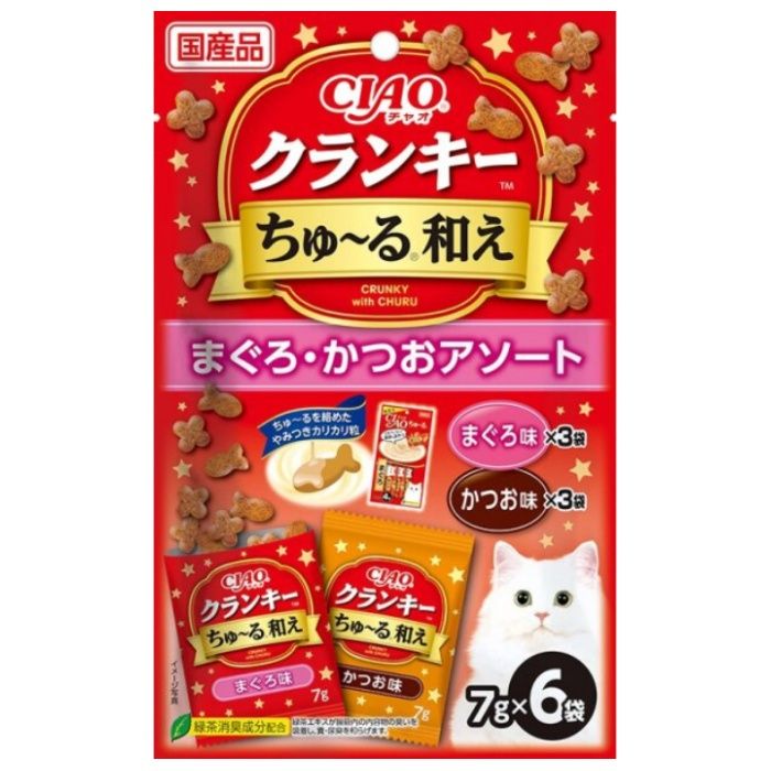 いなばペット CIAO　クランキーちゅーる和え　まぐろ・かつおアソート 7g×6袋