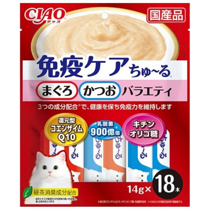 いなばペット CIAO 免疫ケアちゅーる　まぐろ・かつおバラエティ 14g×18本