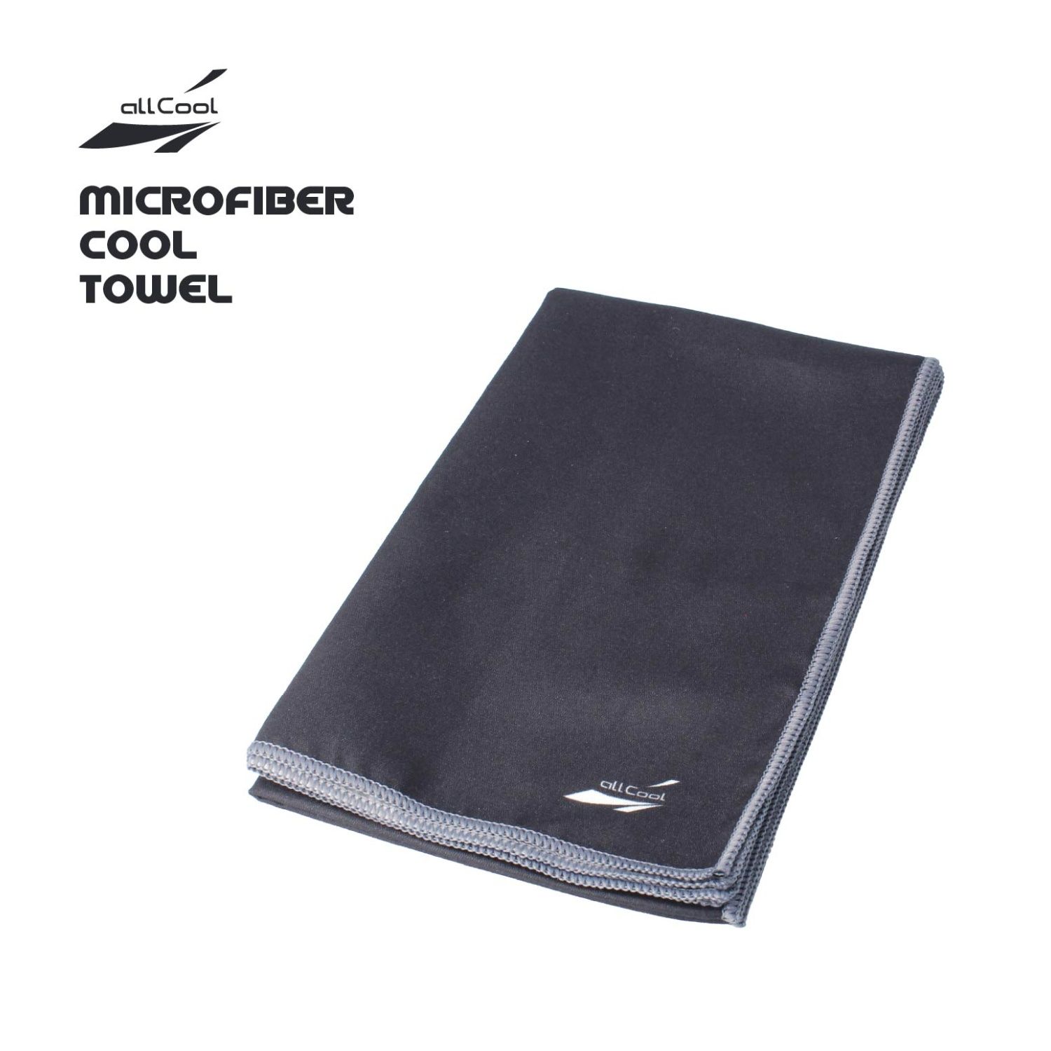 allCool 冷却・速乾マイクロファイバータオル ブラック スポーツタオルサイズ