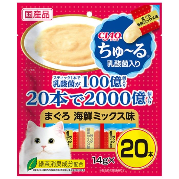 いなばペット ちゅーる　乳酸菌入り　まぐろ　海鮮ミックス味 14g×20本