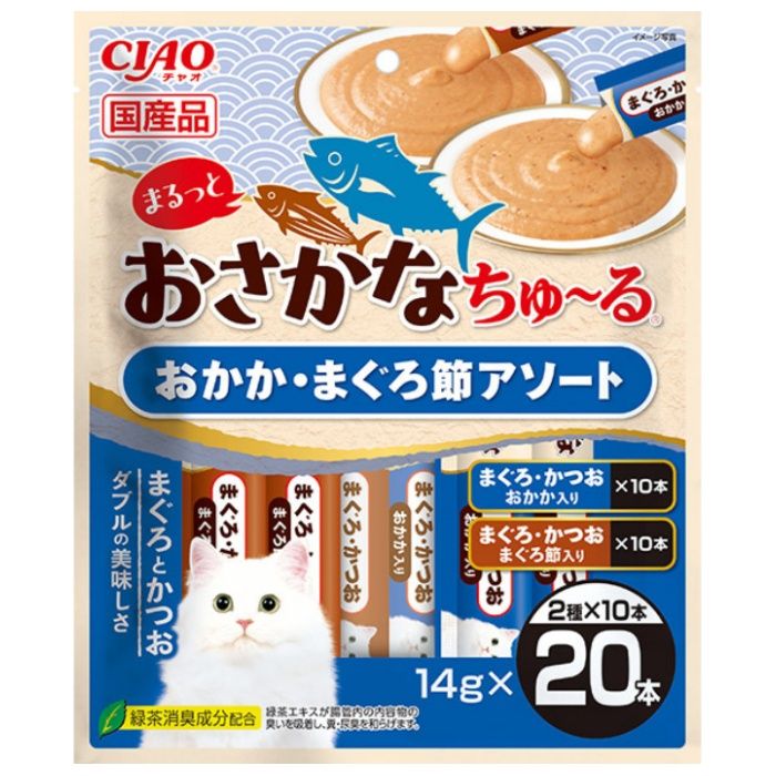 いなばペット CIAO まるっとおさかなちゅーる　おかか・まぐろ節アソート 14g×20本