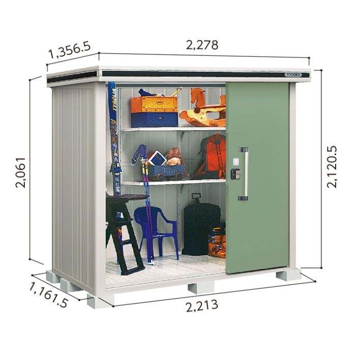 ヨド エルモLMD-2211【Aパック】間口2278mm●おしゃれでサビに強い物置/(EG)エバーグリーン