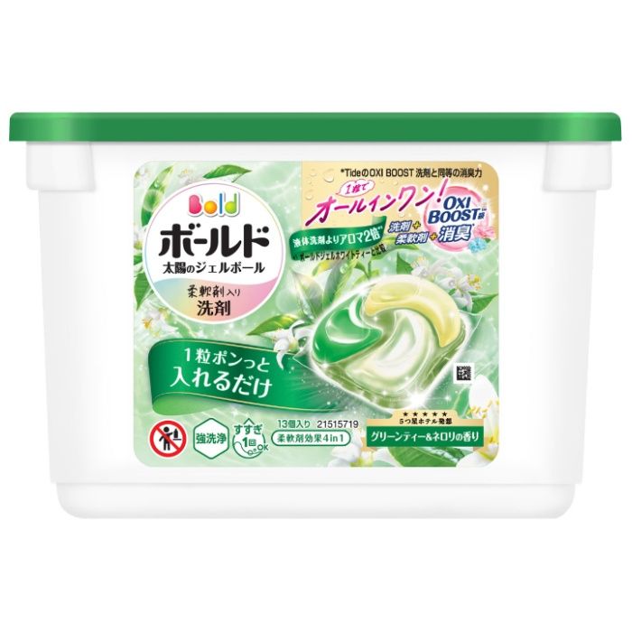 P&G ボールドジェルボール4D グリーンティ&ネロリ本体13個
