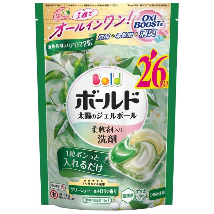 P&G ボールドジェルボール4D グリーンティ&ネロリ詰替28個