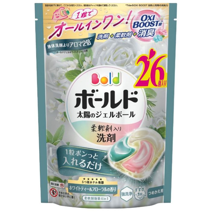 P&G ボールドジェルボール4D ホワイトティー&フローラル詰替28個