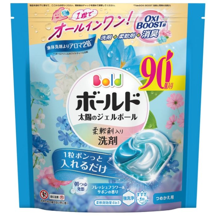 P&G ボールドジェルボール4D フラワー&サボン詰替90個