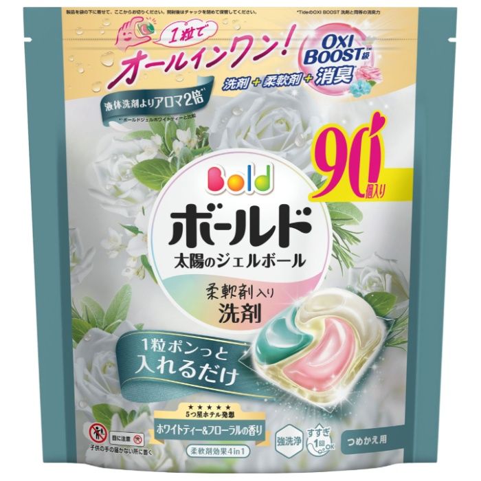 P&G ボールドジェルボール4D ホワイトティー&フローラル詰替90個