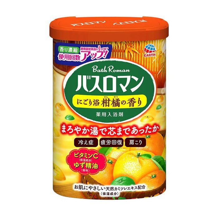 【入浴剤】 アース製薬 バスロマン にごり浴 柑橘の香り 600g