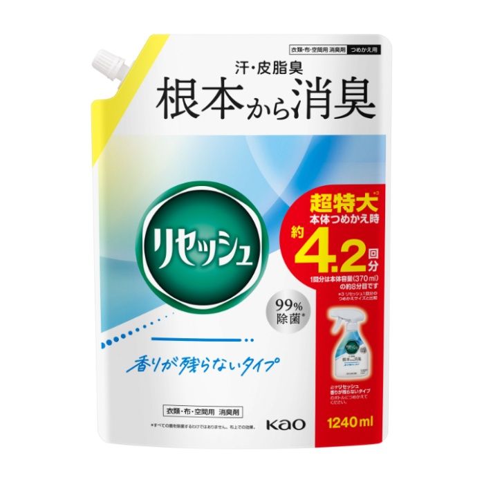 花王 リセッシュ　香りが残らないタイプ　つめかえ用1240ml