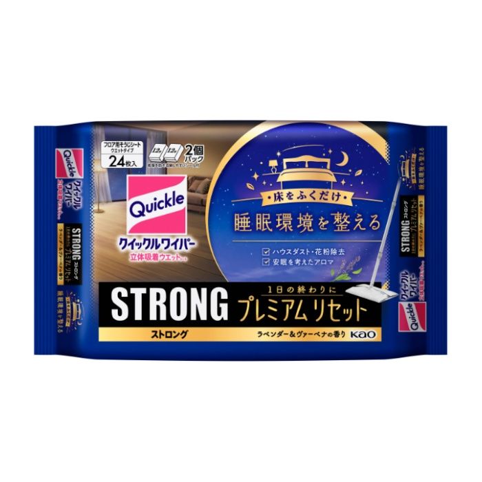 花王 クイックルワイパー 立体吸着ウエットシート ストロング プレミアムリセット 24枚入