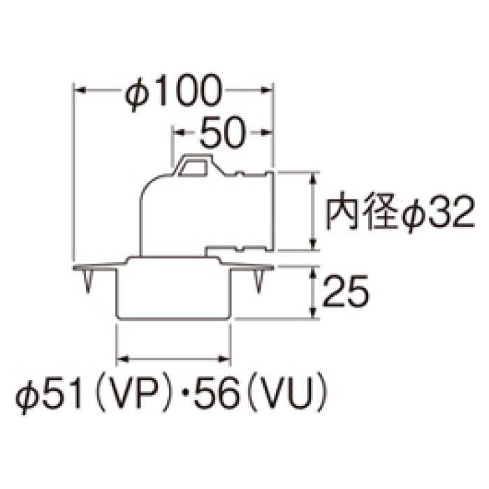 SANEI ツバ広洗濯機排水口 JH552-50の説明画像2
