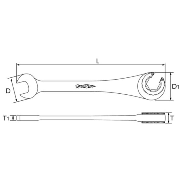 スーパーツール スーパー　オープンギアレンチ(ストレートタイプ)L:232mm　呼び:19 GCW19の説明画像5