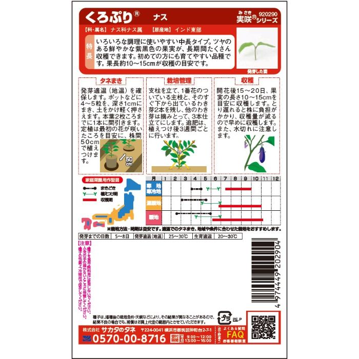サカタのタネ ナス おうち野菜　くろぷりの説明画像2