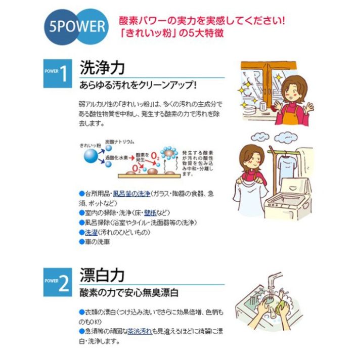 れもんキレイDiv きれいッ粉 1kg 過炭酸ナトリウム(酸素系)洗浄剤の説明画像3