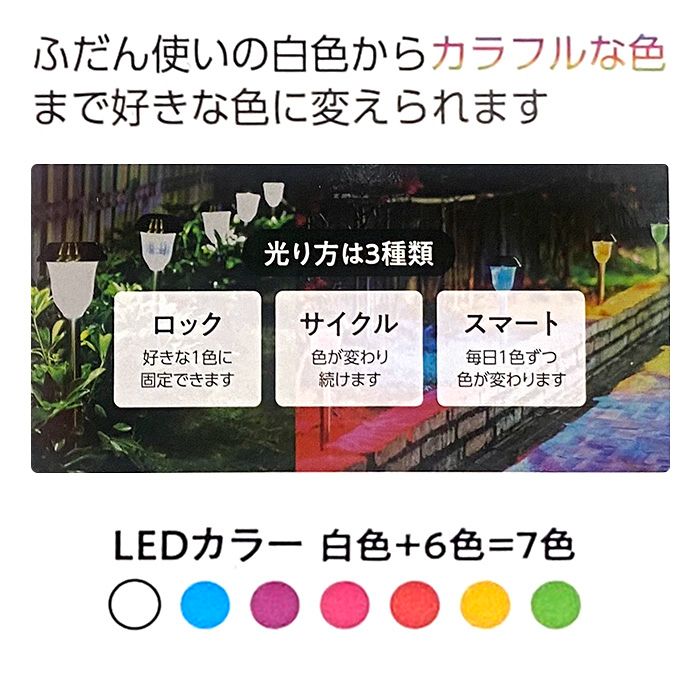 セブンカラーステン ソーラーライト JD100-RGBW-01の説明画像4