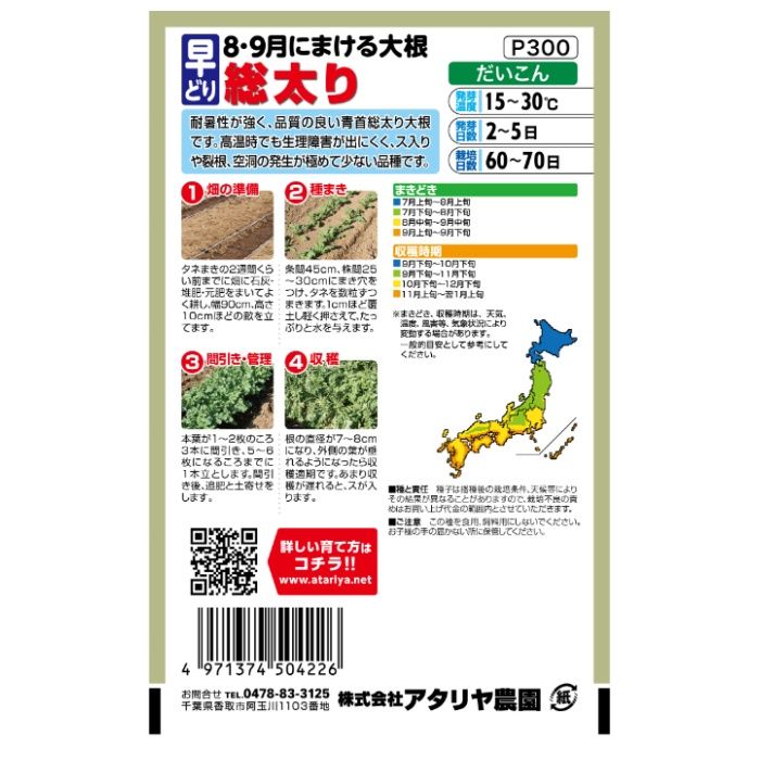 アタリヤ農園 ダイコン 早どり大根の説明画像2
