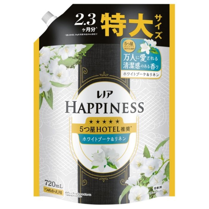 レノアハピネス夢ふわタッチ ホワイトブーケ&リネンの香り 詰替 720ml 特大サイズ(約2.3ヶ月分)