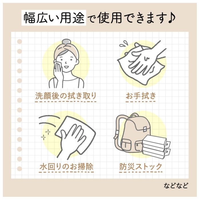 ナフコ フェイスタオル 90枚入　使い捨てタオルの説明画像3