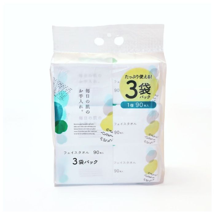 ナフコ フェイスタオル 90枚×3P　使い捨てタオル
