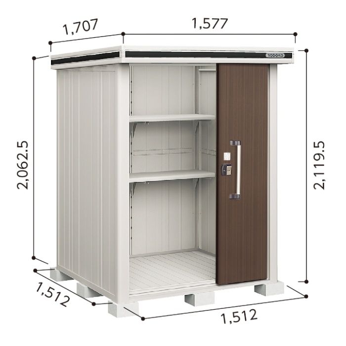 ヨド エルモLMD-1515【Bパック】間口1577mm●おしゃれでサビに強い物置/(DW)ダークウッド