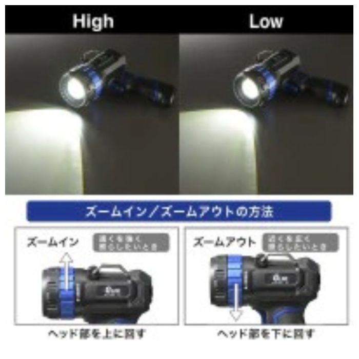 オーム電機 GLEDライト 充電式 1400ルーメン LH-CP140A5の説明画像4