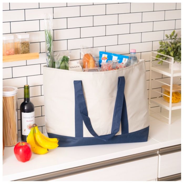 保温保冷エコバッグ 大容量 ネイビーの説明画像2