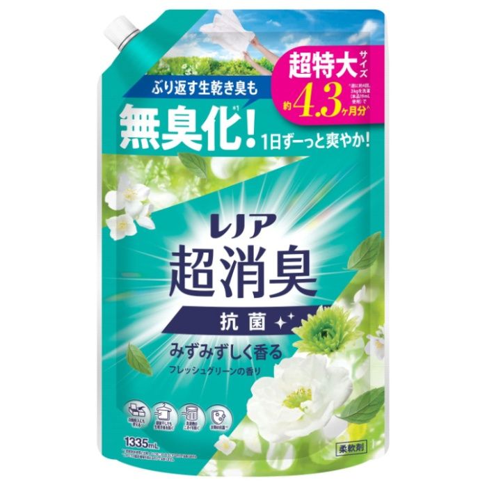レノア超消臭 みずみずしく香るフレッシュグリーンの香り 詰替 1335ml 超特大サイズ(約4.3ヶ月分)
