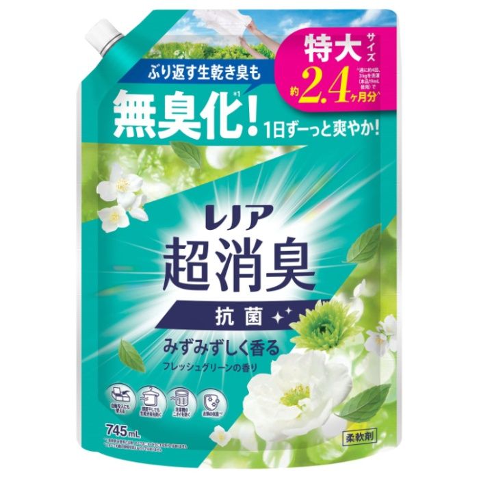 レノア超消臭 みずみずしく香るフレッシュグリーンの香り  詰替 745ml 特大サイズ(約2.4ヶ月分)