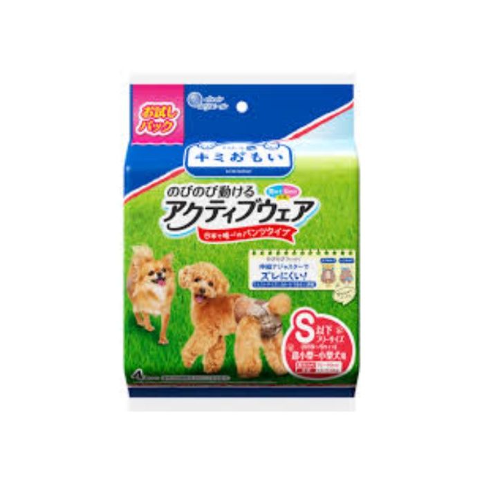 エリエール Pet キミおもい のびのび動ける アクティブウェア SSS-Sサイズ お試し4枚入 4枚 S以下フリー 超小ー小型犬用 適応胴回り:15-40cm 適応体重:1.5-5.5kg