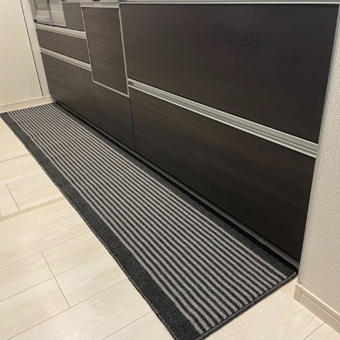 キッチンマット ダークグレーボーダー 45×240cm DGY