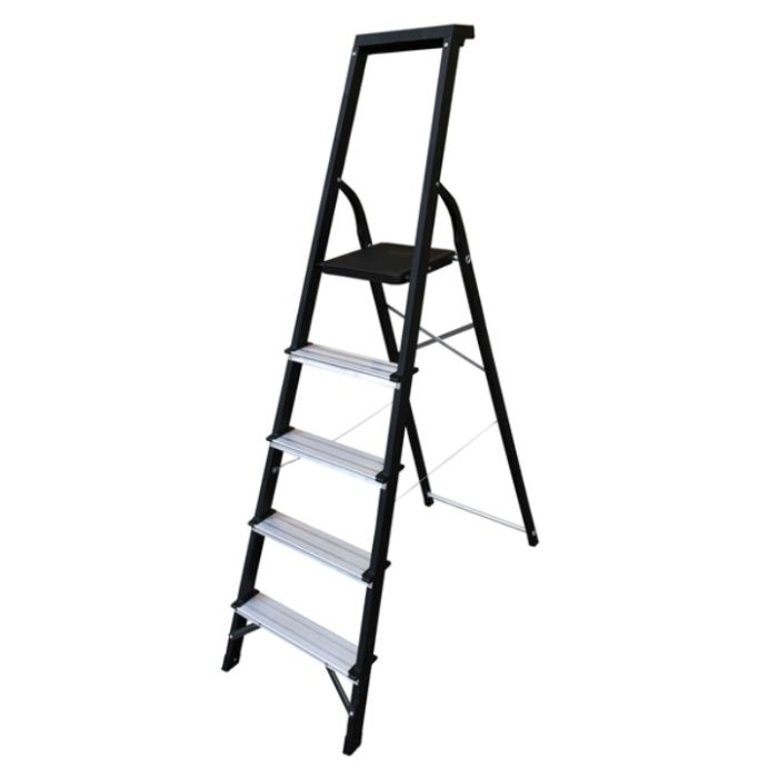 アルミス 幅広ステップ踏み台5段トレー付き AH-5BK