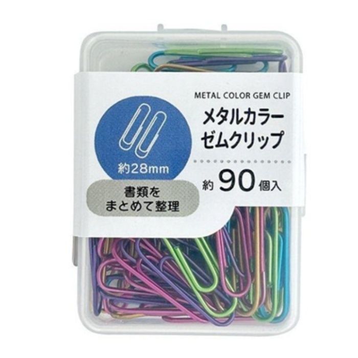 日本パール加工 メタリックカラーゼムクリップ 28mm 約90個入 001-CR-3755