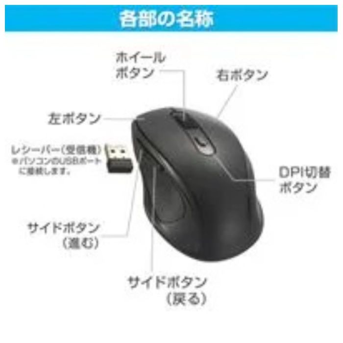 オーム電機 PCGEAR 無線光学式マウス Mサイズ ブラック PC-SMWBS5MB10-Kの説明画像2
