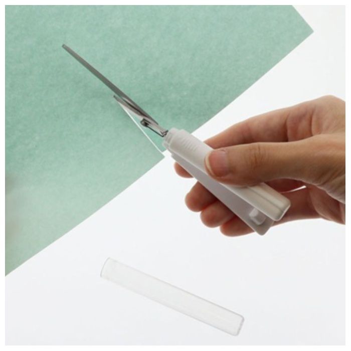 サンスター文具 スティッキールハサミ ロング ホワイト×クリア S3791939の説明画像2