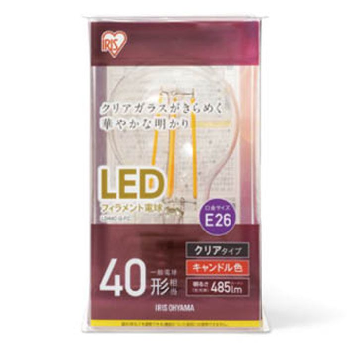 LEDフィラメント電球 E26 40形相当 キャンドル色 非調光 LDA4C-G-FCの説明画像2