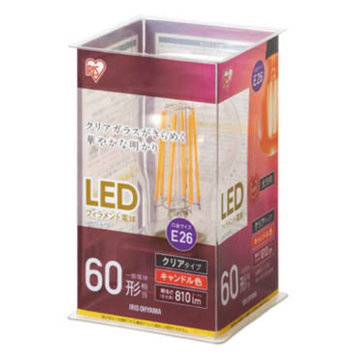 LEDフィラメント電球 E26 60形相当 キャンドル色 非調光 LDA7C-G-FC