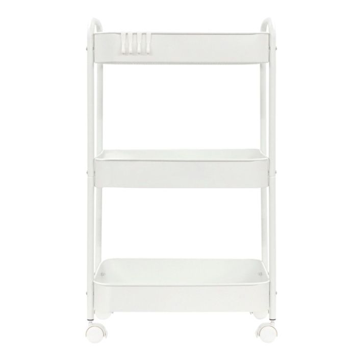 インテリアスチールワゴン 3段 キャスター&フック付き ホワイト
