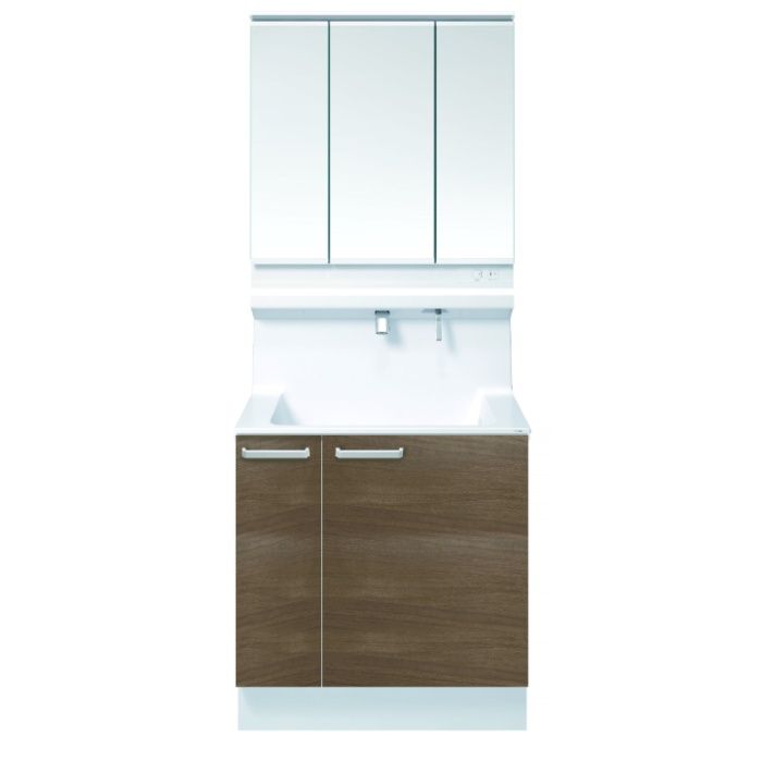 TOTO 洗面化粧台オクターブLite　W750　ワイド三面鏡　片引出 LDSF075BJGDN1+LMFS075A3GLC1G