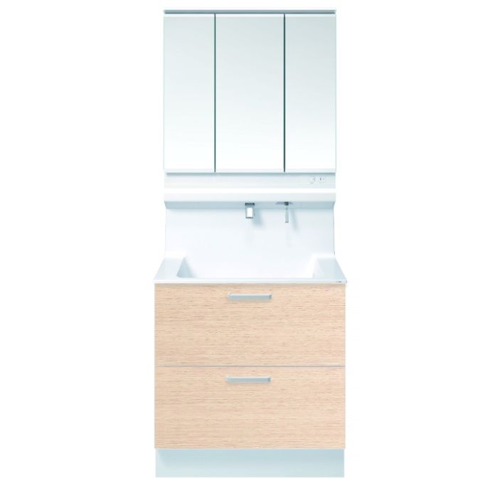 TOTO 洗面化粧台オクターブLite　W750　ワイド三面鏡　二段引出 LDSF075BQGDN1+LMFS075A3GLC1G