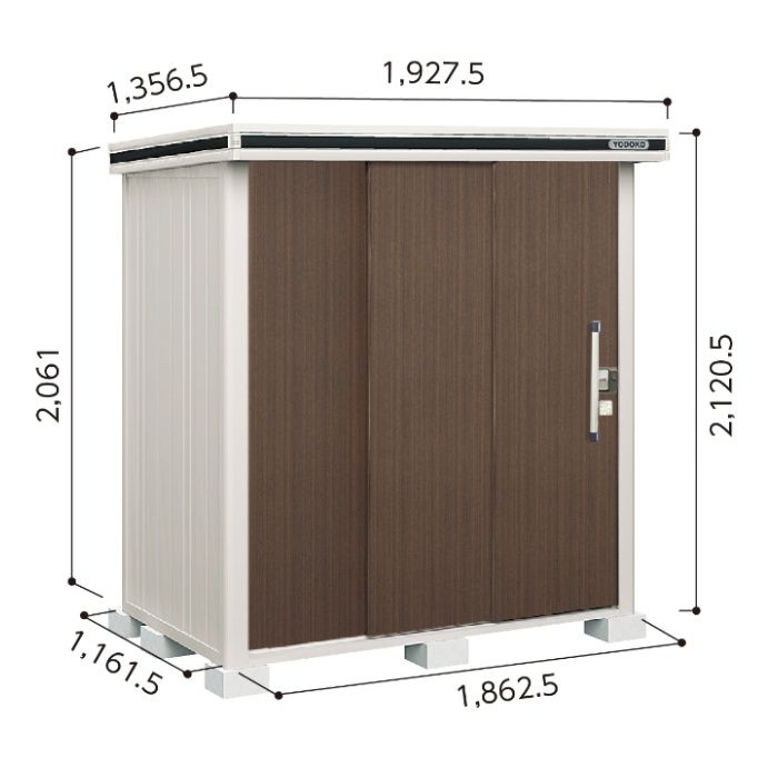 ヨド エルモLMD-1811【Bパック】間口1927.5mm●おしゃれでサビに強い物置/(DW)ダークウッド