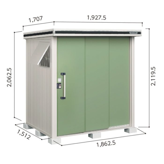 ヨド エルモLMD-1815【Bパック】間口1927.5mm●おしゃれでサビに強い物置/(EG)エバーグリーン