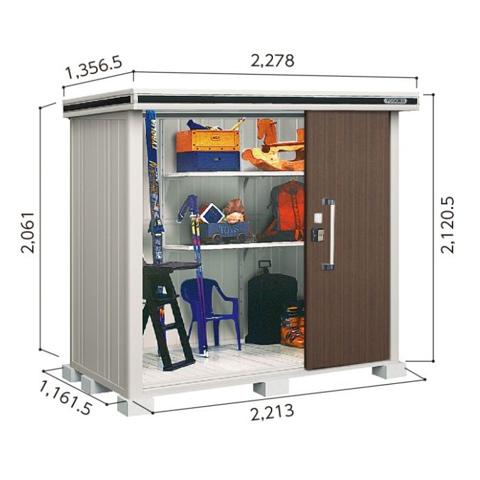 ヨド エルモLMD-2211【Bパック】間口2278mm●おしゃれでサビに強い物置/(DW)ダークウッド