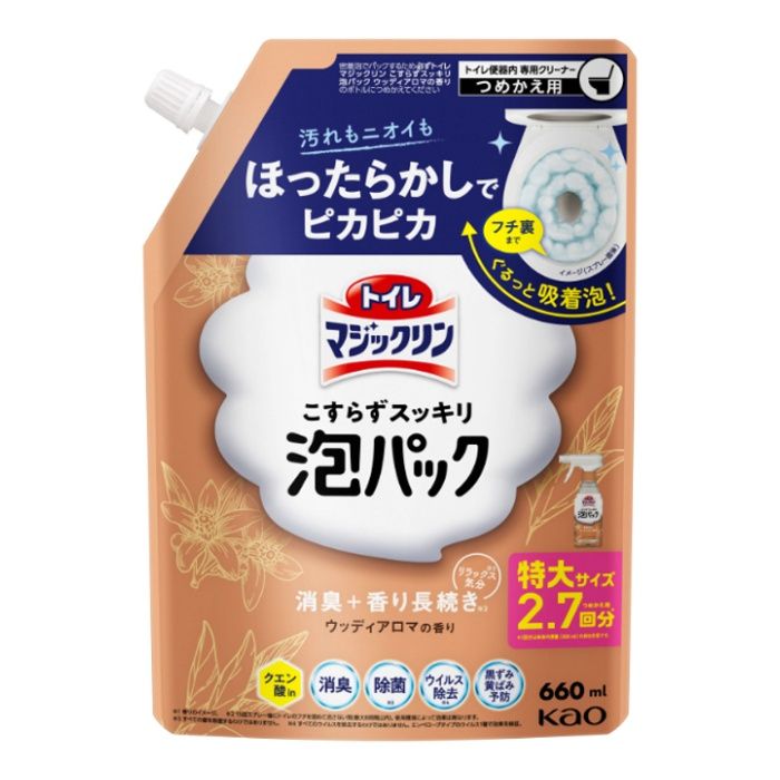 花王 トイレマジックリンこすらずスッキリ泡パックウッディアロマの香り詰替用 660ml